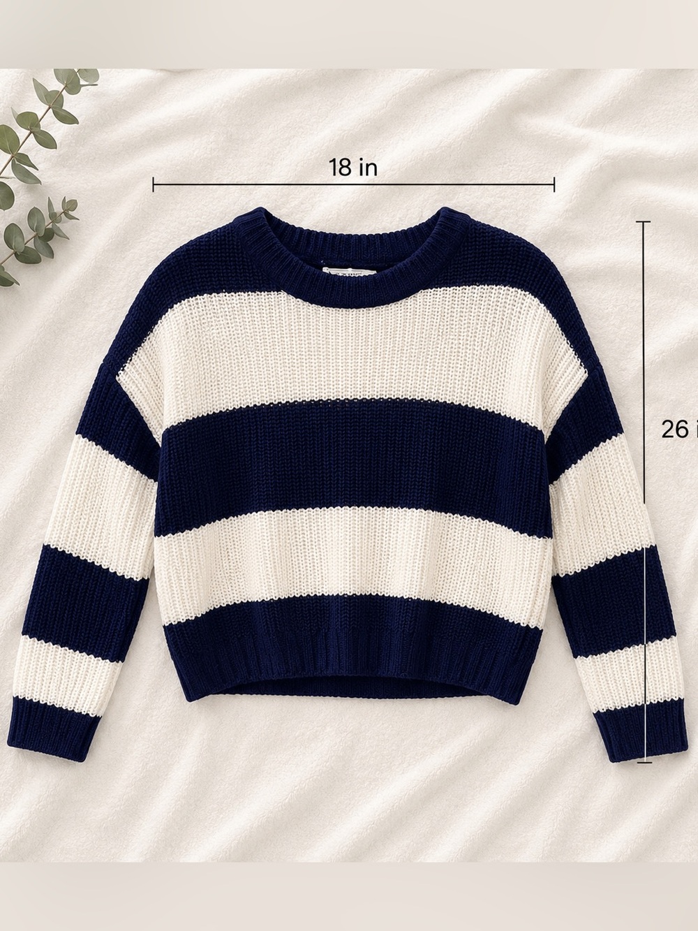 Stradivarius Navy and Cream Striped Sweater